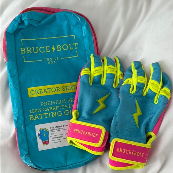 Kids Batting Gloves - Blue and Yellow - Picture 1 of 2